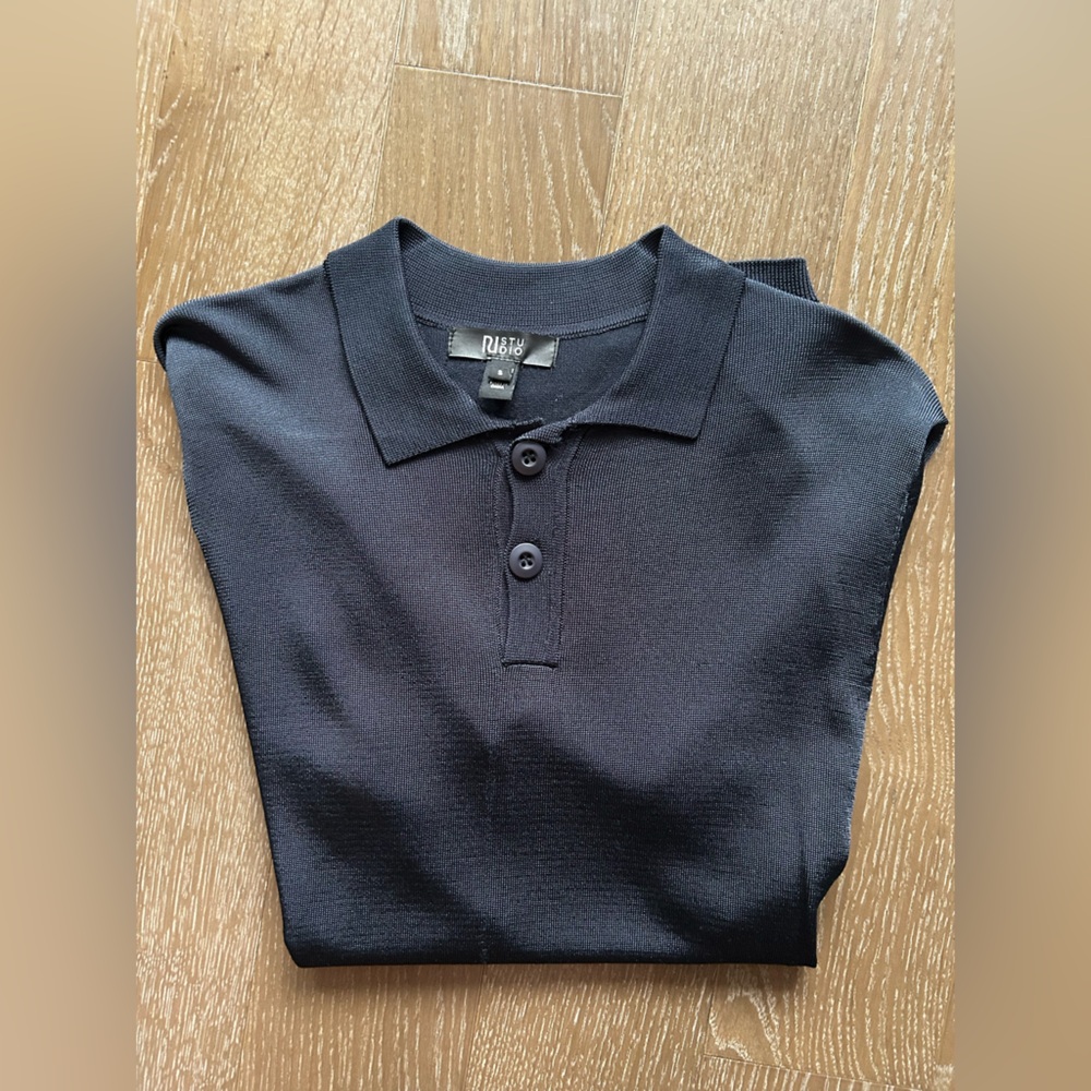 River Island Navy  Polo Shirt (Stretchy)